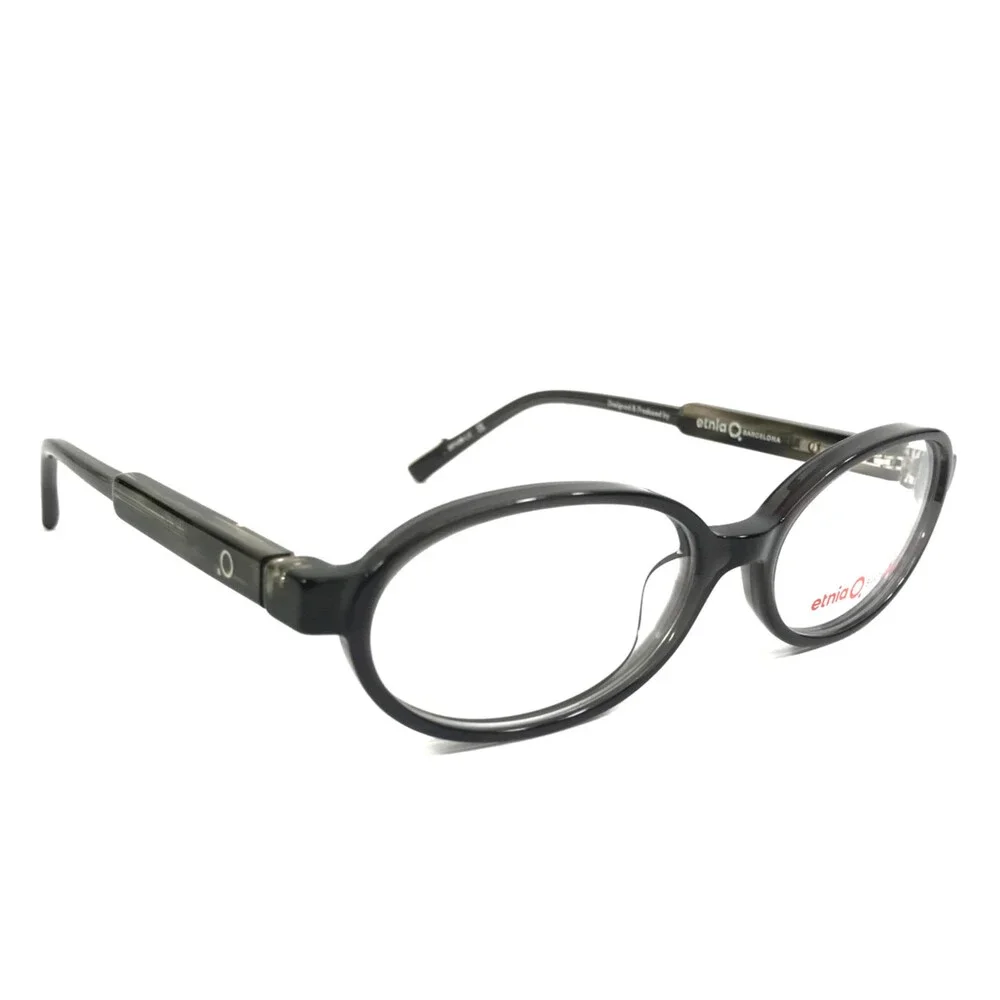 Etnia Barcelona Eyeglasses Frames HALOS BK Black Gray Oval Full Rim 53-16-138